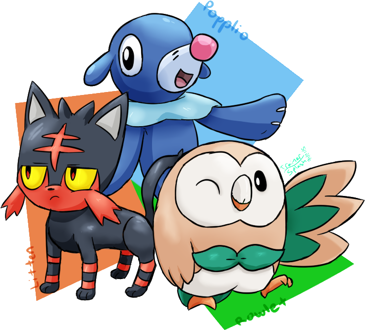 Alola Region Starters By Trainersplash - Alola (750x700)