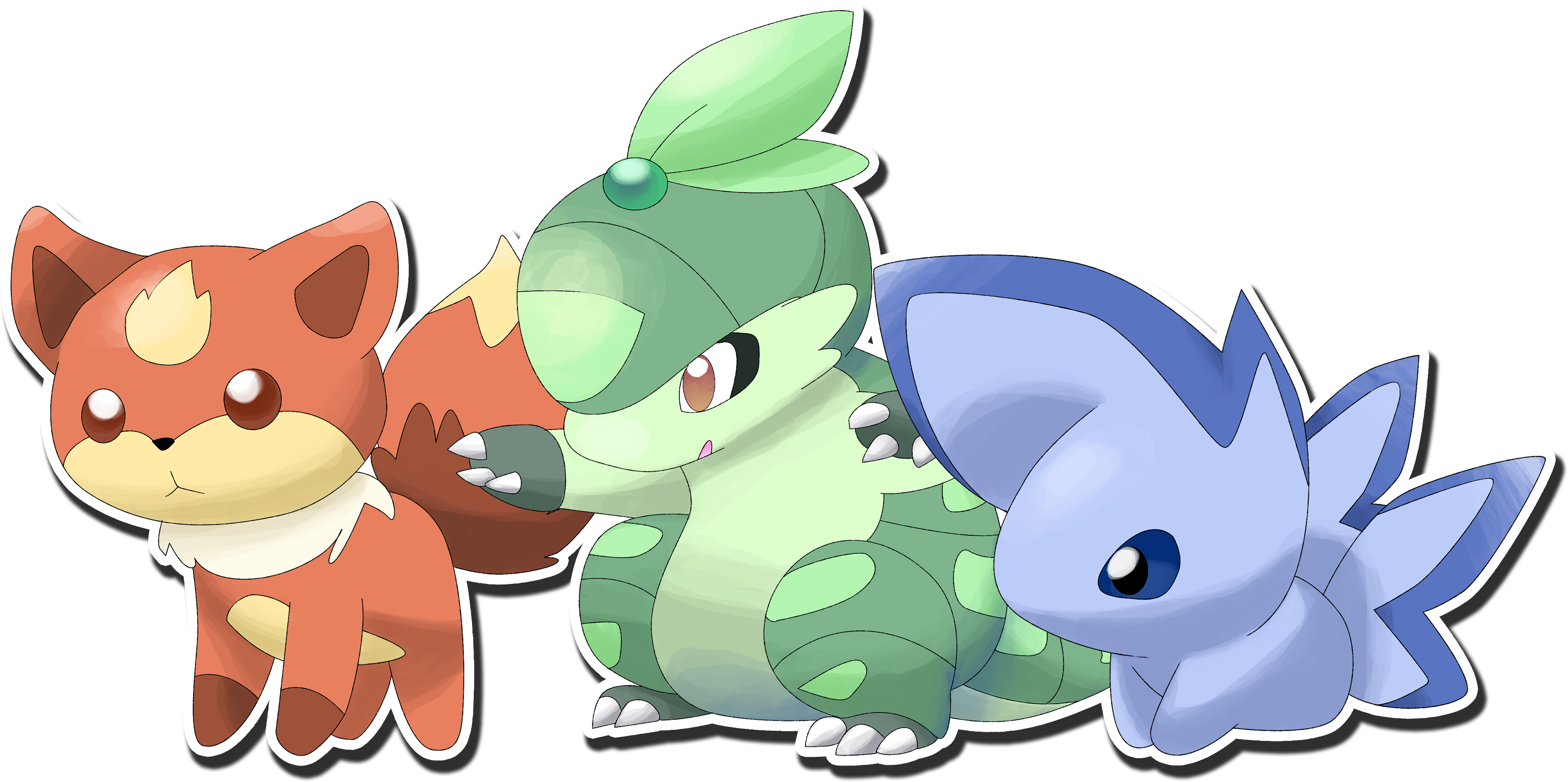 Hakoi Region Pokemon Starters By Foxeaf Hakoi Region - New Pokemon Region Starters (3548x1769)