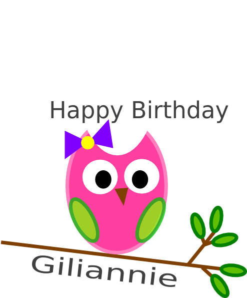 Birthday Owl Gili Clip Art - Today Happy 1 Birthday (558x594)