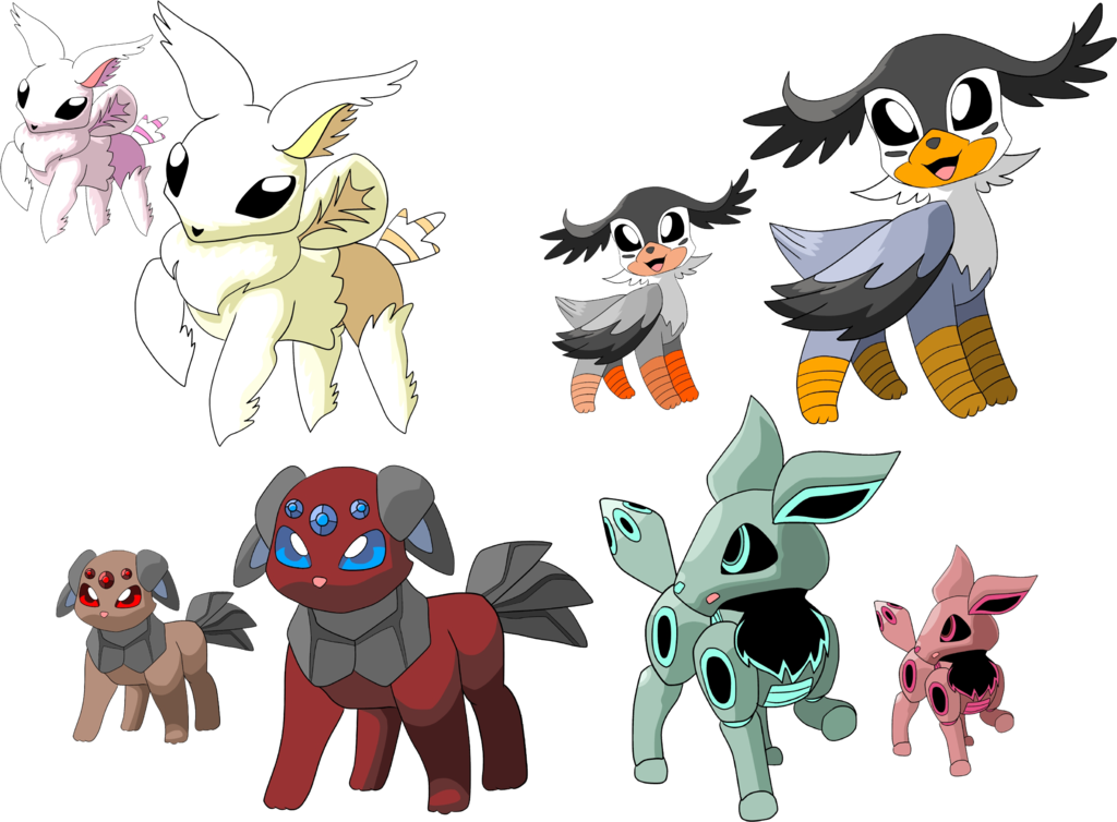 Eeveelution Set 1 By Karina-region - Cartoon (1024x754)