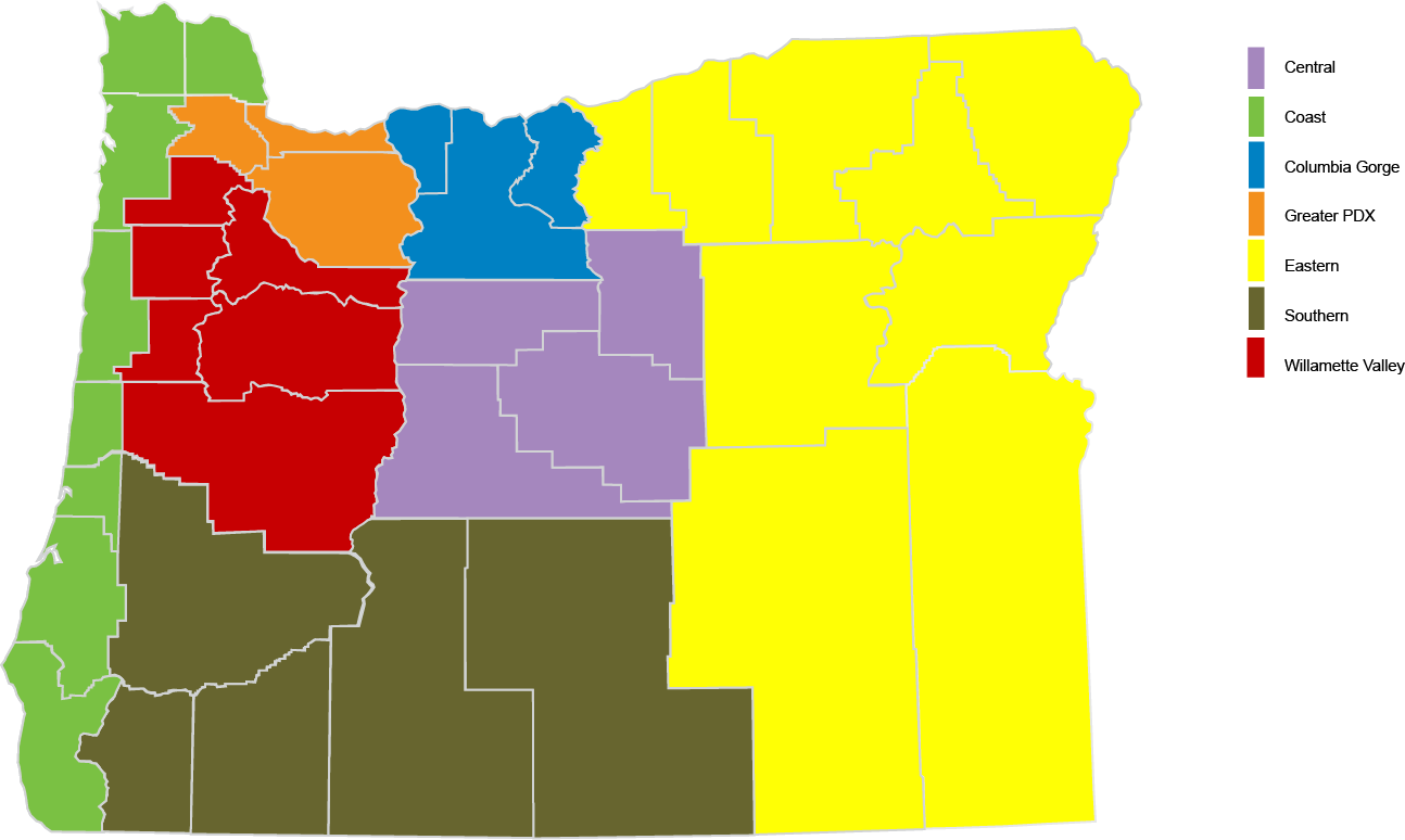 Oregon Regions - Land Regions Of Oregon (1294x774)