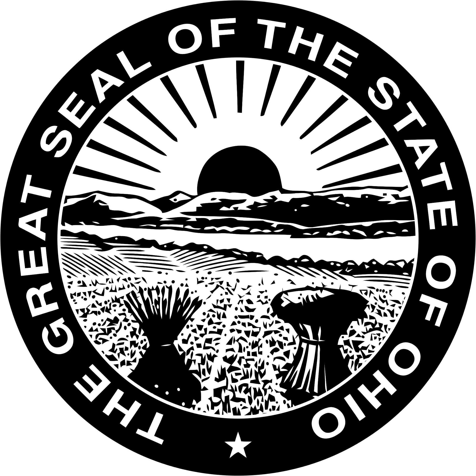 Ohio State Information Symbols Capital Constitution - Great Seal Of The State Of Ohio (1200x1200)