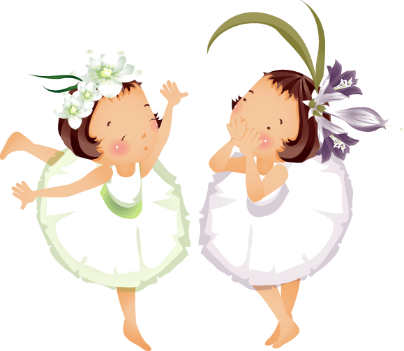 Flower Girl Curtain Clip Art - Cute Little Girls 1 Shower Curtain (579x503)