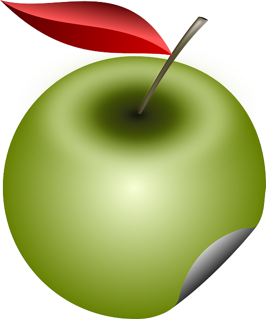 Red Apple, Green, Fruit, Leave, Red - Pomme (627x750)