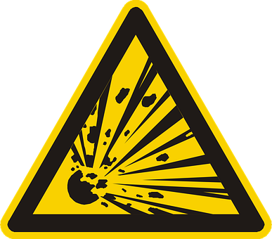 Explosive Explosion Bomb Sign Symbol Icon - Explosion Danger Png (387x340)