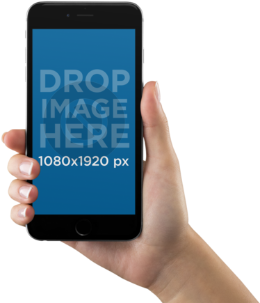 Iphone 6 Plus Mockup In Vertical Position In A Woman's - Android Mobile In Hand Png (640x480)