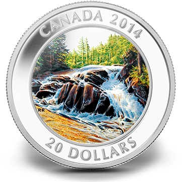 Fine Silver Coin - 2014 Fine Silver 20 Dollar Coin - River Rapids (388x371)