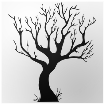 Vector Black Silhouette Of A Bare Tree Poster • Pixers® - Silhueta De Desenhos Arvores (400x400)