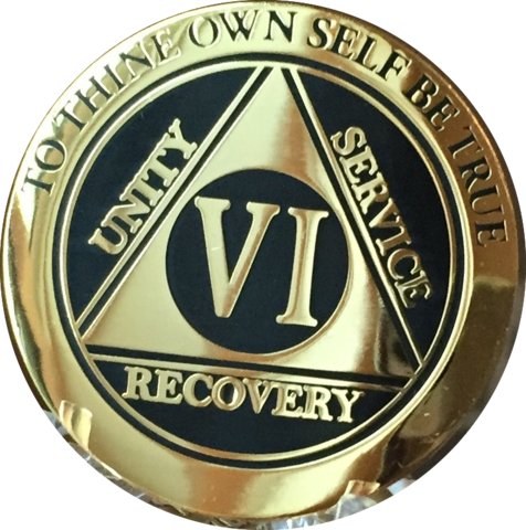Aa Medallion Elegant Black Gold & Silver Plated Years - Alcoholics Anonymous (476x480)