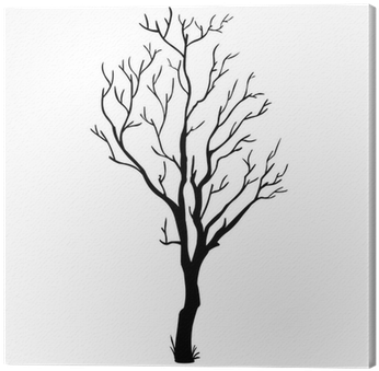 Vector Black Silhouette Of A Bare Tree Canvas Print - Branch Tree Black Silhouette (400x400)