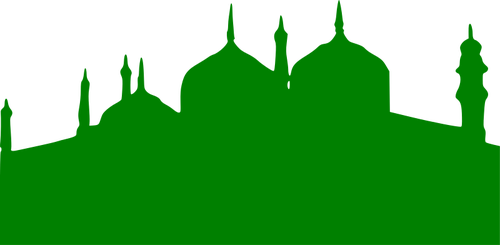 Vector Clip Art Of Green Silhouette Of A Mosque Public - Agence De Voyage Interieur (500x245)