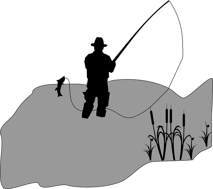 Cartoon Man Fishing - คน ตก ปลา เงา (812x720)
