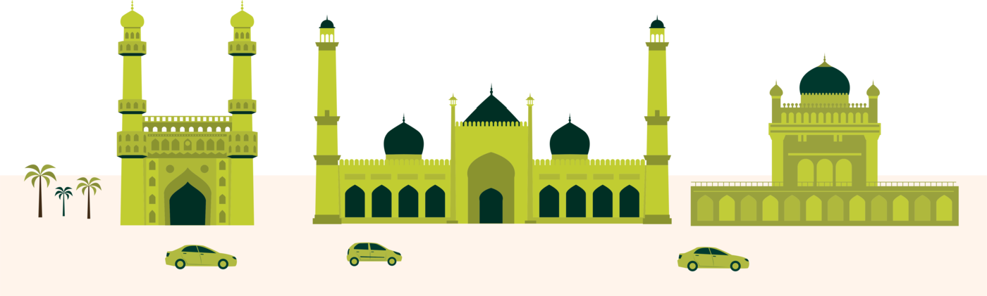 Hyderabad City Illustration - Mosque (1400x421)