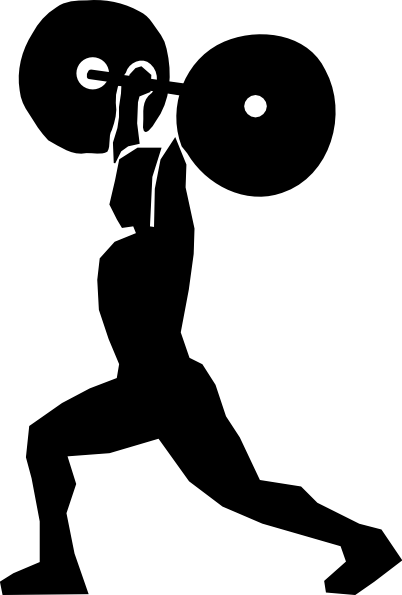 Cartoon Man Lifting Weights - Weight Lifting Clipart (402x595)