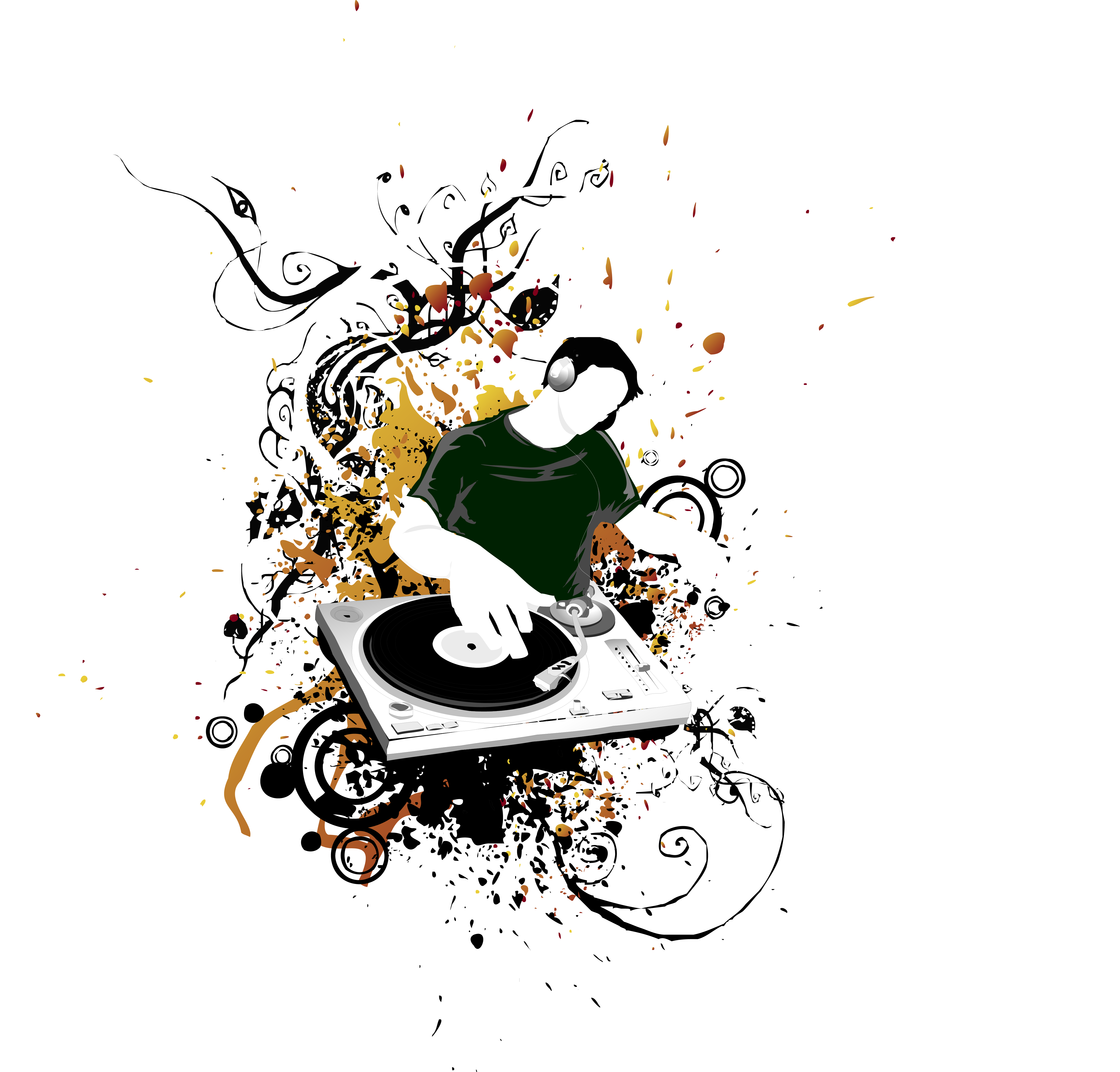 Disc Jockey Party Flyer Poster - Dj Vector (4805x4600)