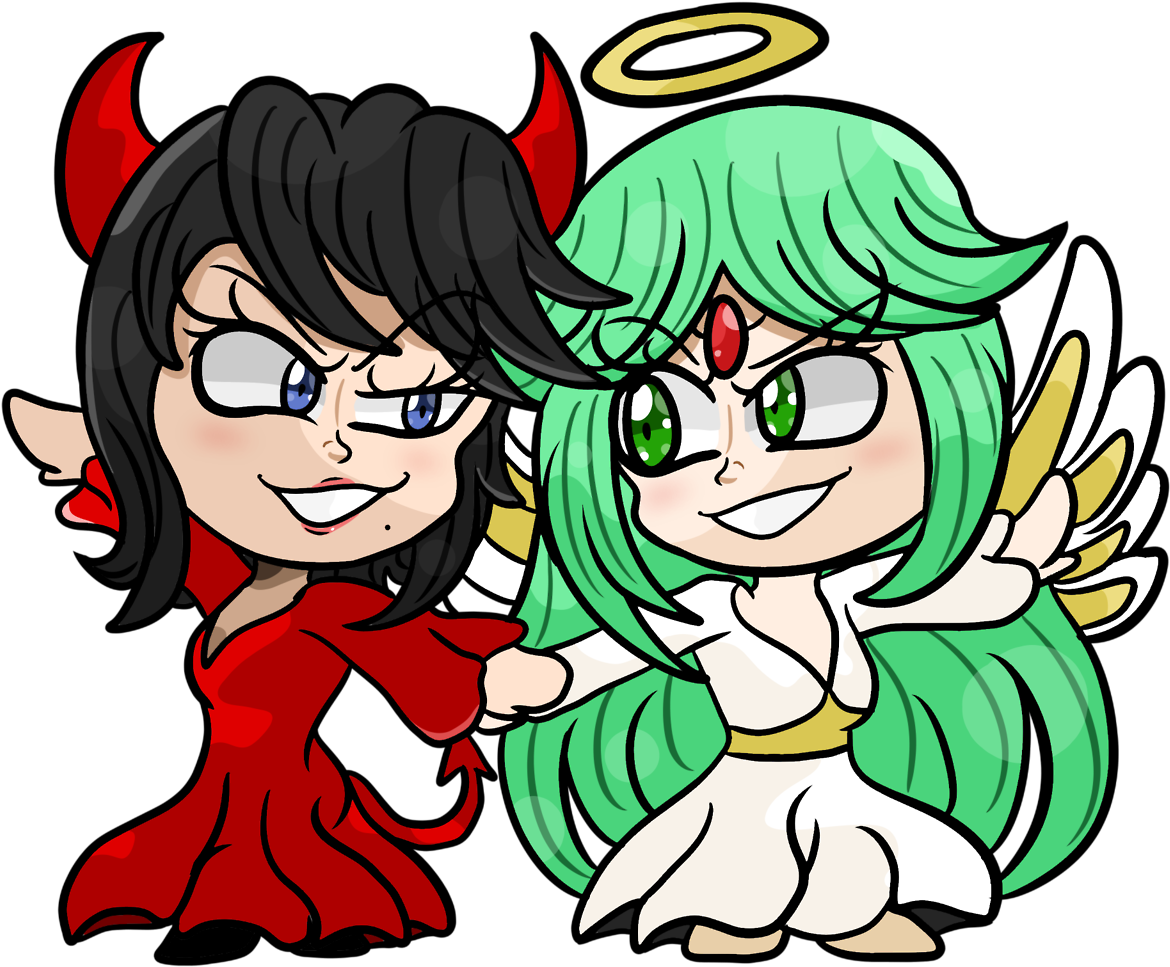 I Thought Angel And Devil Costumes Looked Cute On Them - Cartoon (1280x981)
