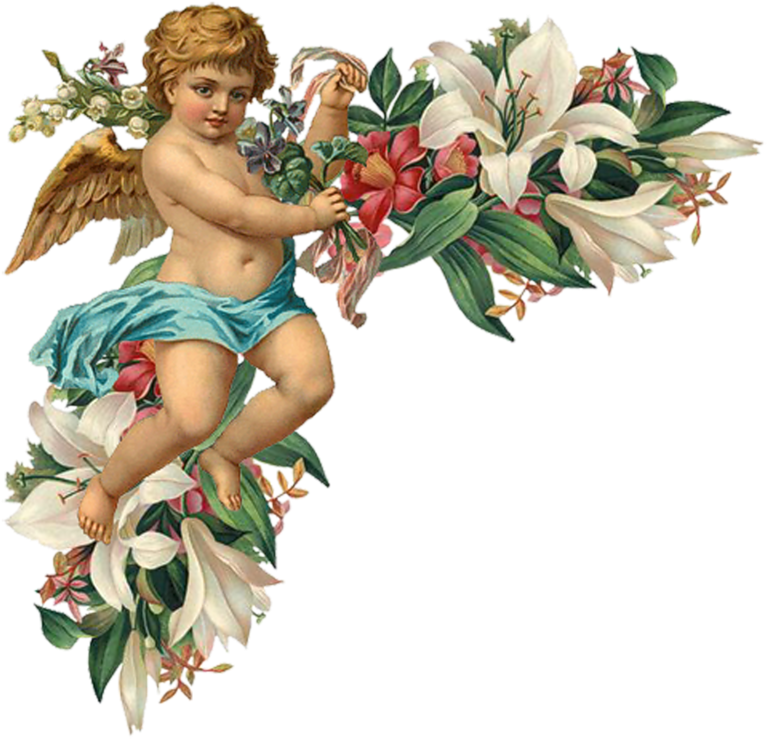 Engel Auf Blumenranken - Esquineras Con Flores Y Angelitos Para Marcos (800x767)