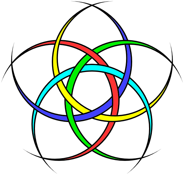 Five Interlaced Crescents Clip Art At Clker - 한국 문화원 연합회 로고 (600x571)