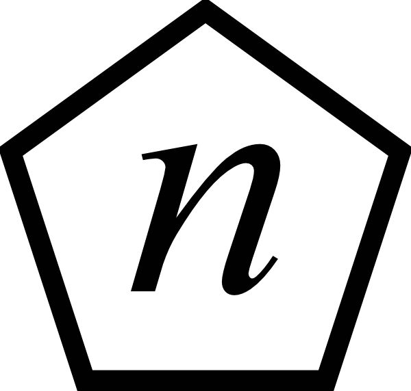 Pentagon Clipart Black And White - Letter N (600x572)