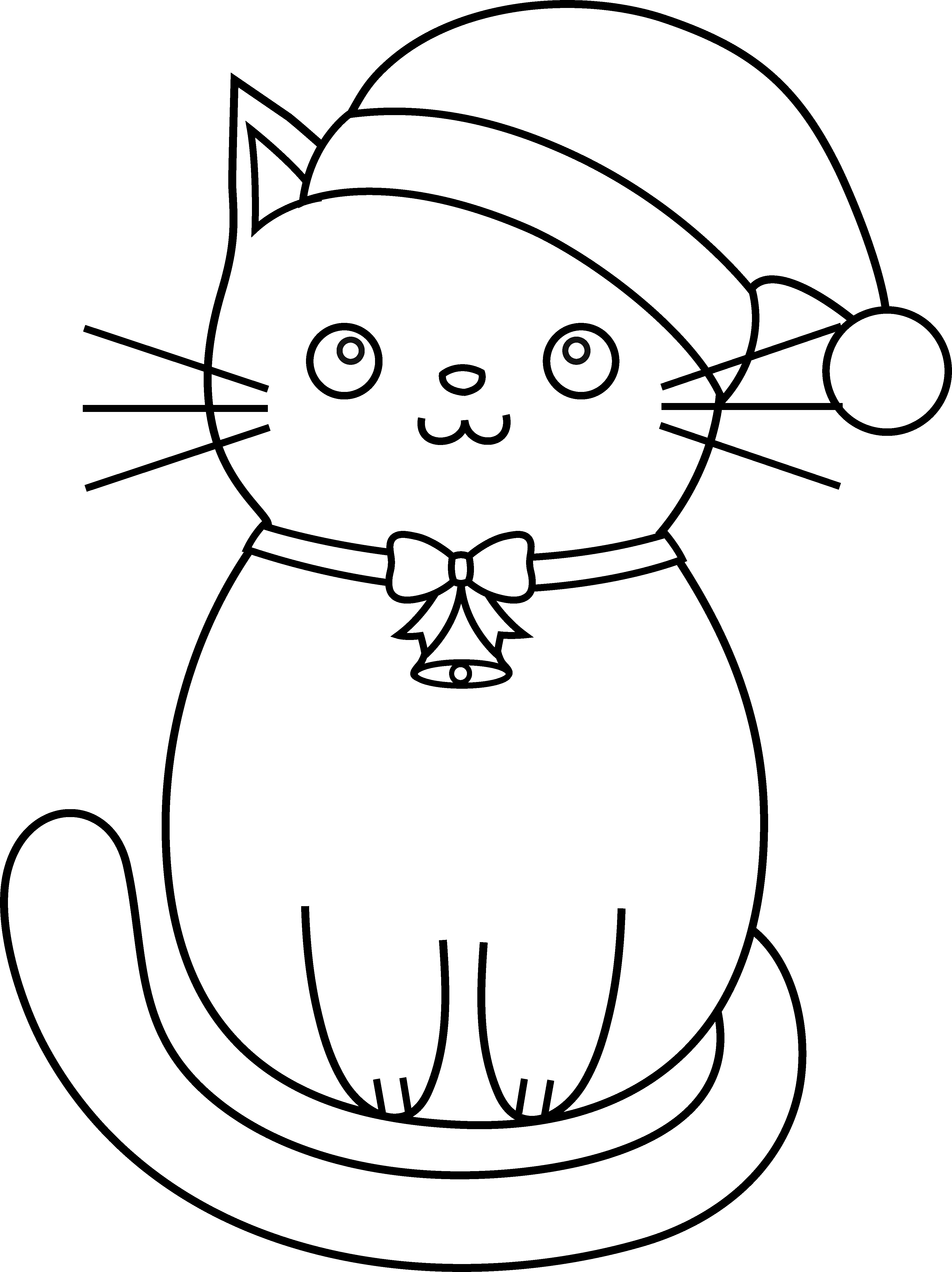 Cat Clipart Line Art - Christmas Kittens Coloring Pages (3945x5271)