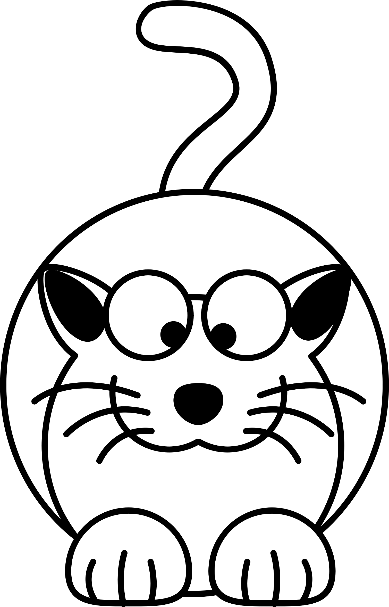 Kitty Cat 5 - Cat Clip Art Black (1510x2354)
