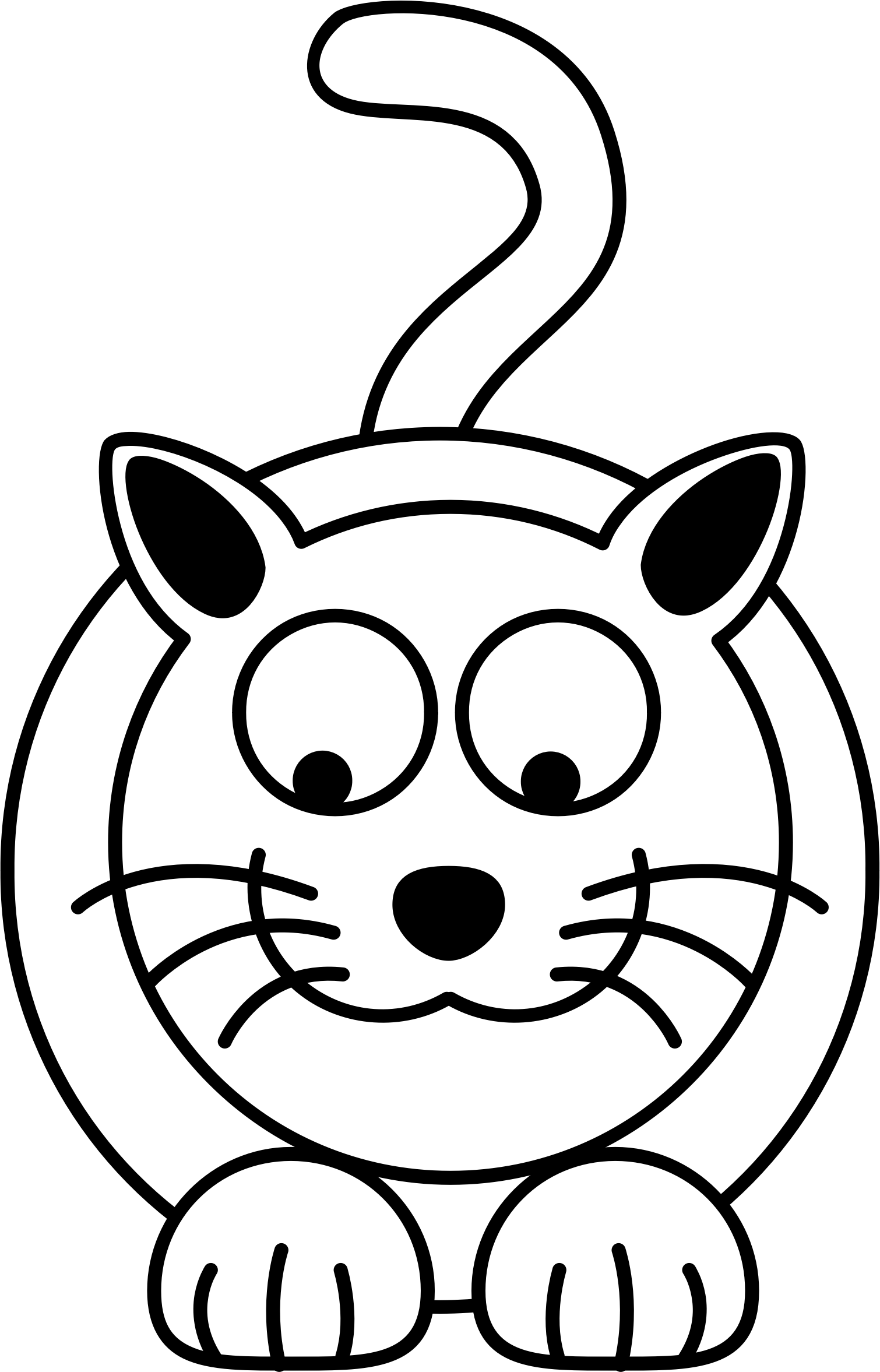 Kitty Cat 3 - Dog Cartoon Image Black And White (1510x2354)