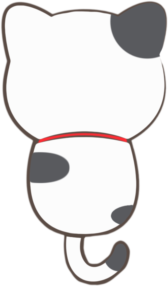 Cartoon Black And White Spots Red Collar Kitty Cat - Cartoon (1300x1173)