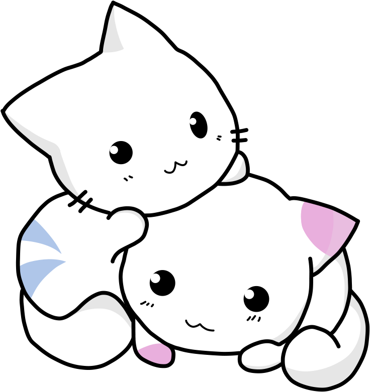 Cuddling, Cat, Kitten Feline, Cute, Adorable - Cute Cartoon Cat Drawing (755x800)