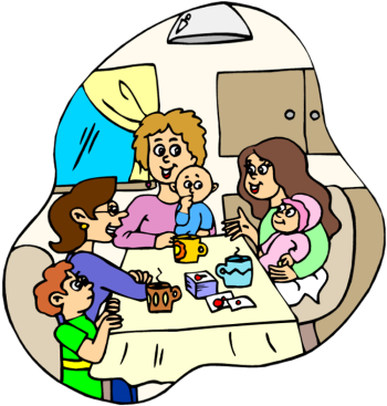 Visiting Clipart - Visiting Friends Clip Art (350x367)