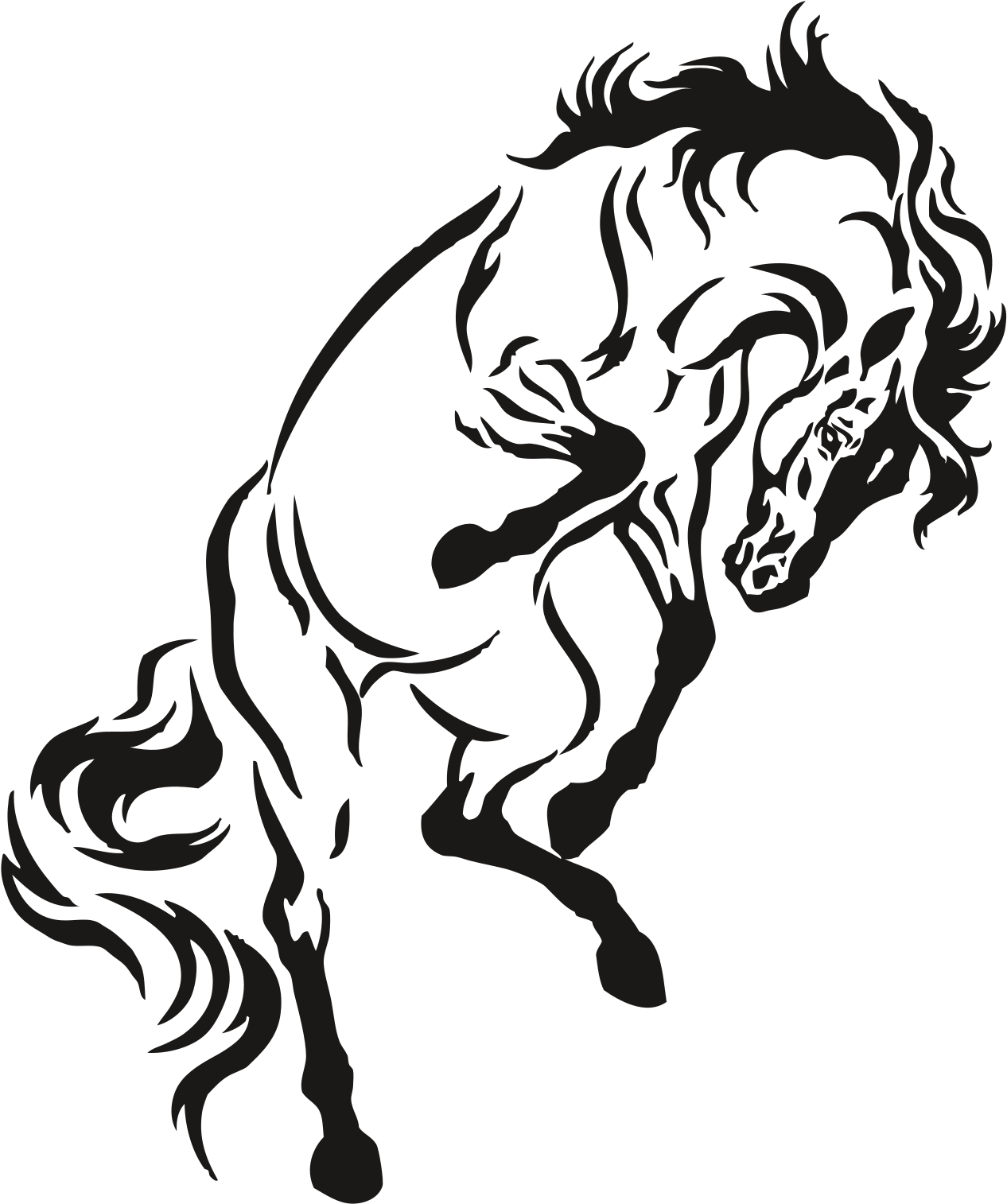 Клипарт Животные - Tatuagem De Cavalo Empinando (1423x1693)