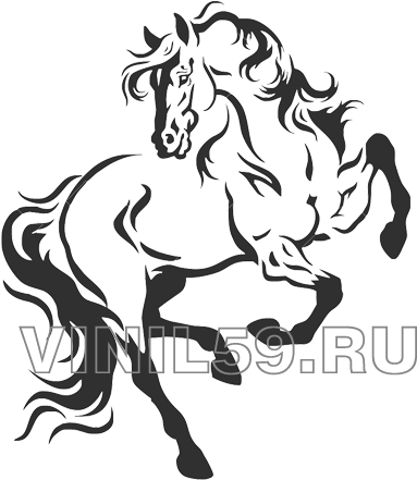 Интерьерная Или Авто Наклейка - Horse Black And White Tattoo (445x440)