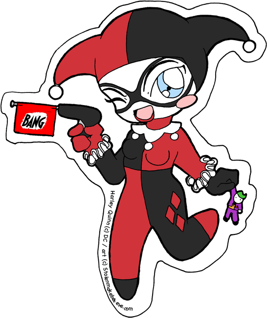 Harley Quinn Stickie By Kitty-chan - Cartoon (562x677)