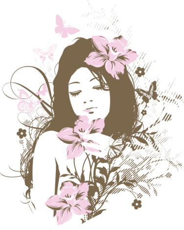 Angel - Stickers Femme Aux Fleurs (376x470)