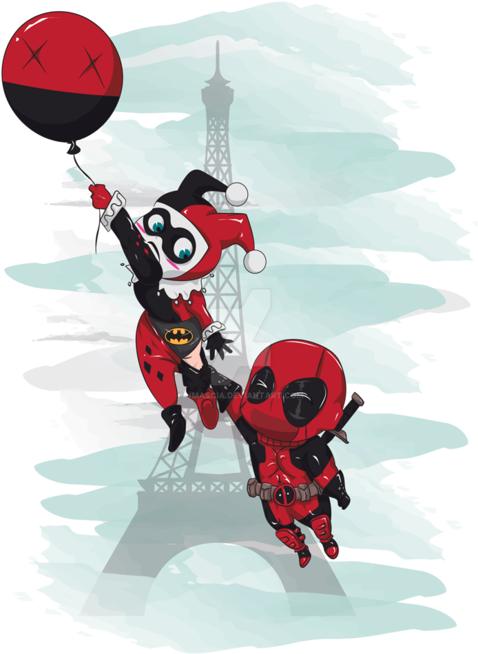 Deadpool And Harley Quinn By Jmascia - Cute Deadpool And Harley Quinn (719x1111)