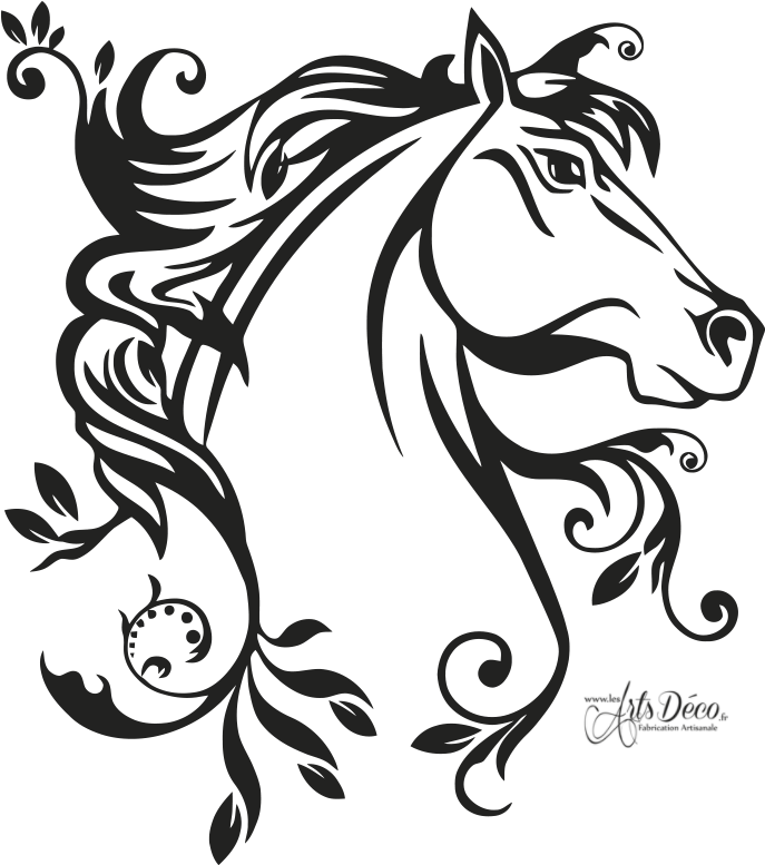 Sticker Portrait De Cheval Crinière Au Vent - Carolgreydecals Unicorn Wall Decal Einhorn Horse Vinyl (800x800)