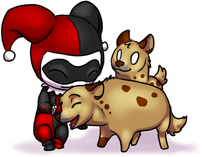 Discover - Chibi Harley Quinn And Hyenas (419x321)