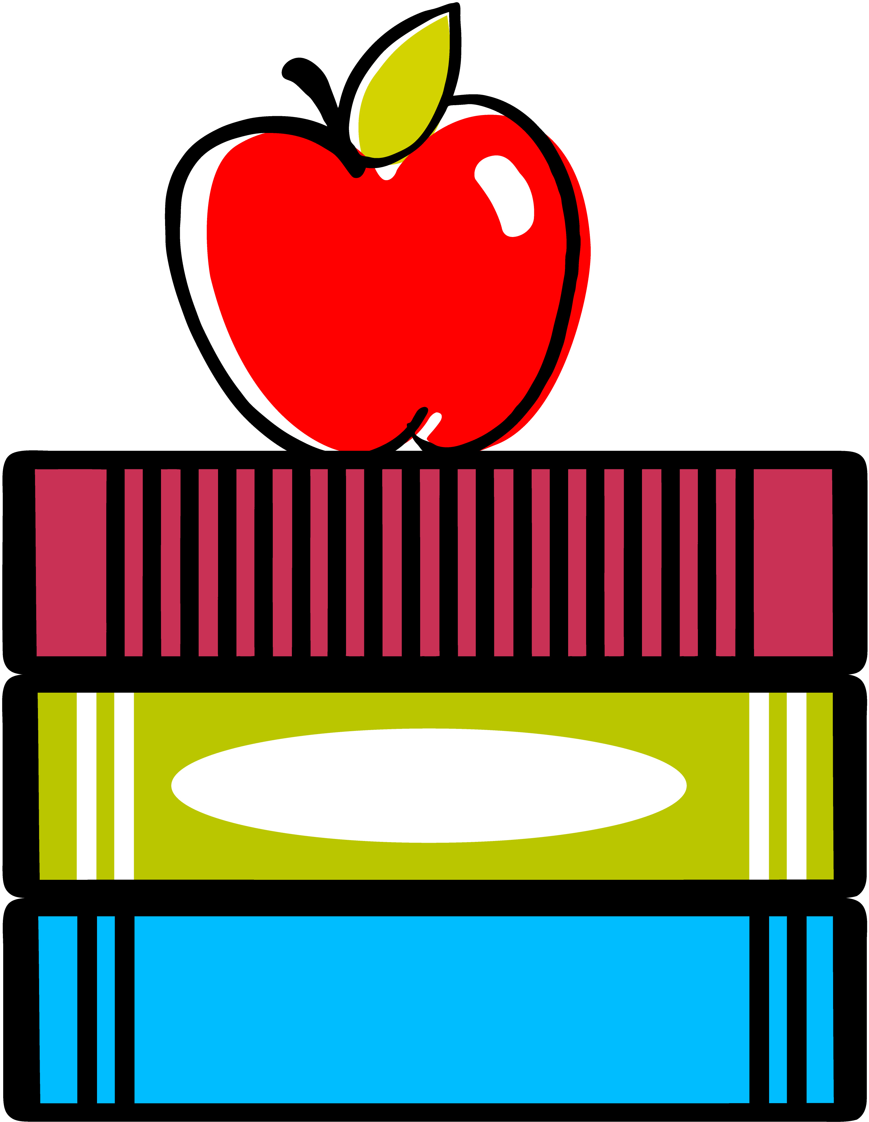 Graphic Of Books With Apple - School (4000x4000)