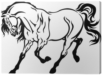 Cuadro En Lienzo Corriendo Caballo Negro Blanco • Pixers® - Horse Tattoo Black And White (400x400)