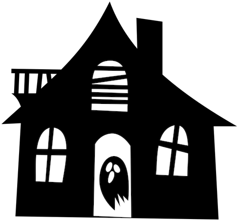 Haunted House Silhouette Image - Haunted House Silhouette Clip Art (500x465)