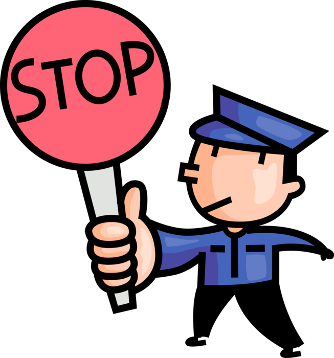 Vector Illustration Of School Crossing Guard Stops - Vector Illustration Of School Crossing Guard Stops (653x700)