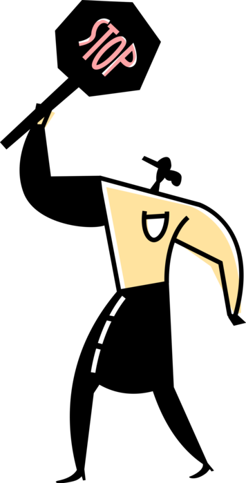 Vector Illustration Of School Crossing Guard Stops - Vector Illustration Of School Crossing Guard Stops (356x700)