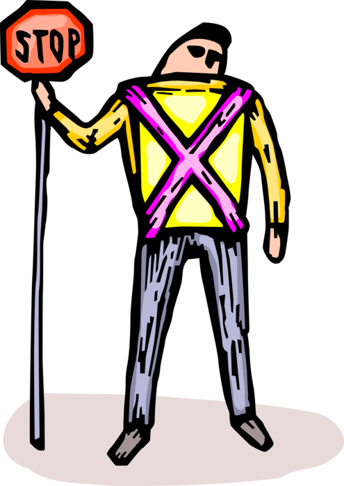 Vector Illustration Of School Crossing Guard Stops - Vector Illustration Of School Crossing Guard Stops (495x700)