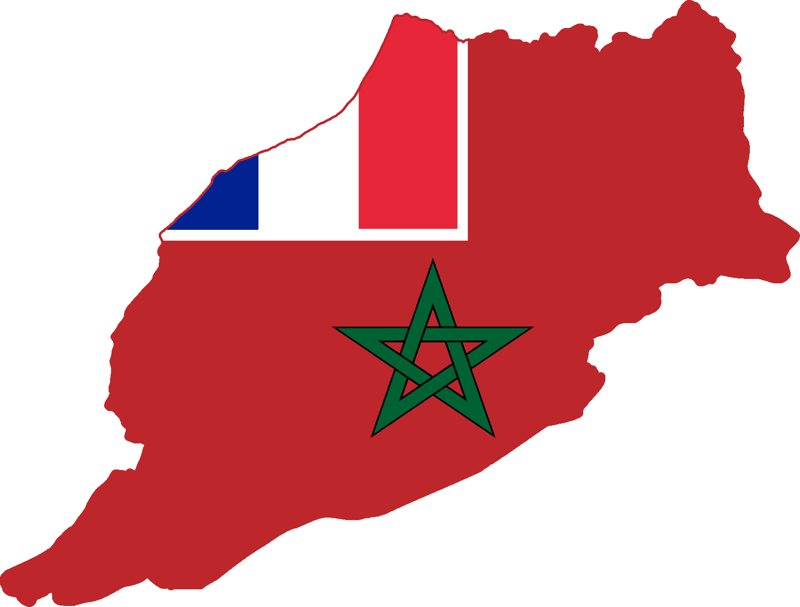 Flag Map Of French Morocco - Morocco French (1628x1236)