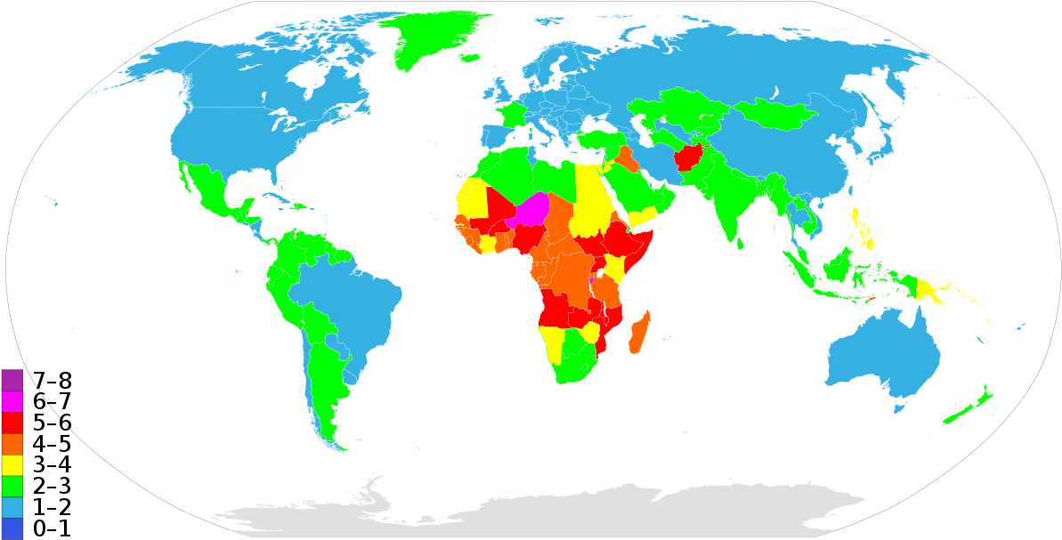 Births Per Woman By Country - Birth Rate By Country (863x443)