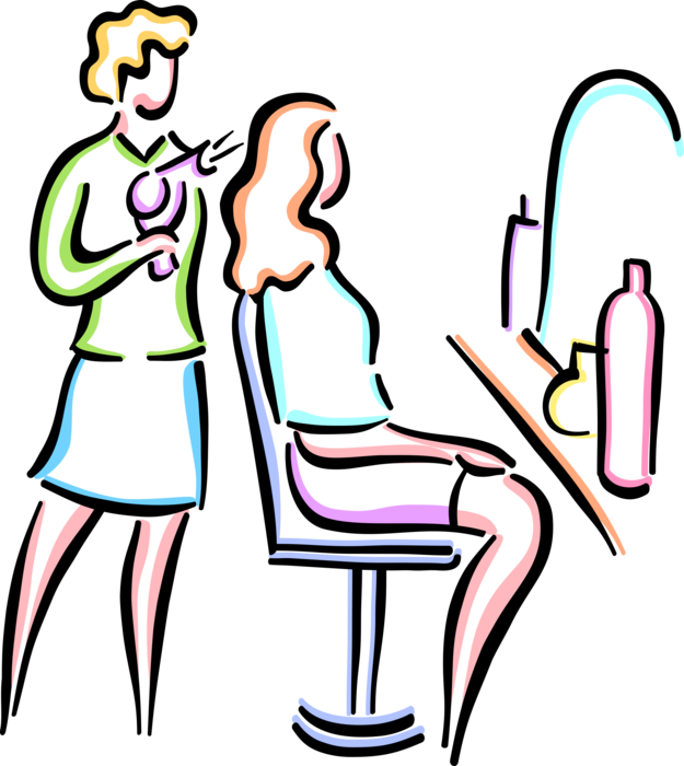 Vector Illustration Of Beauty Salon Beautician And - Hairdresser (625x700)