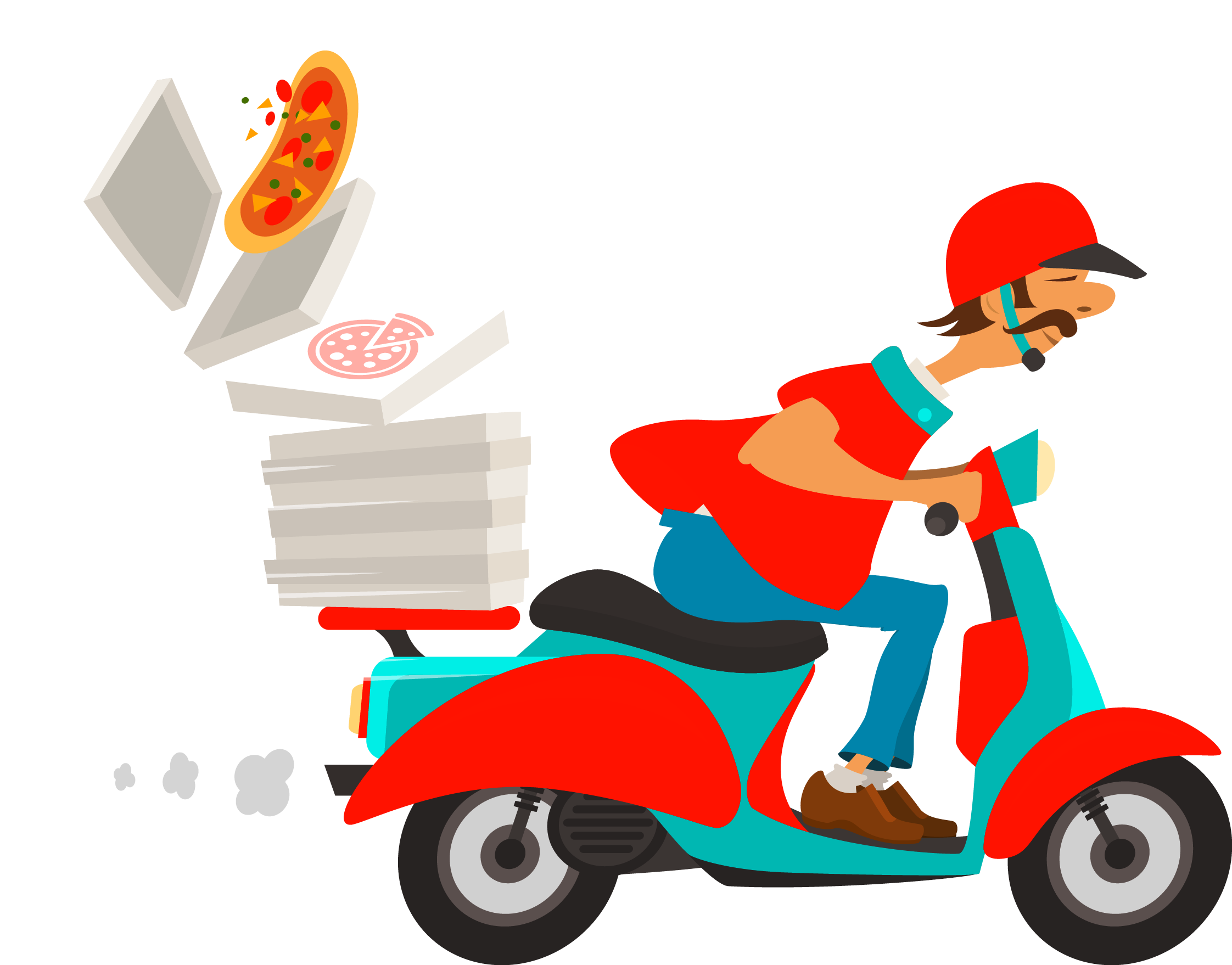 Pizza Delivery Pizza Delivery Online Food Ordering - Entregador De Pizza Desenho Png (2244x1758)