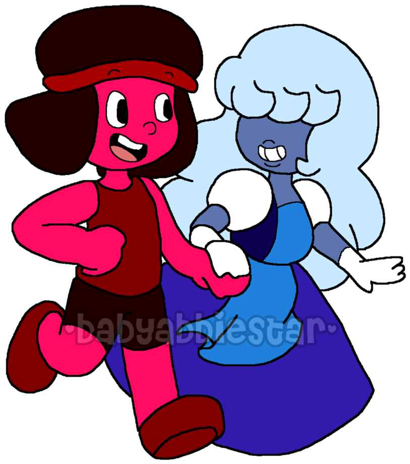 Ruby And Sapphire By Babyabbiestar - Cartoon (845x946)