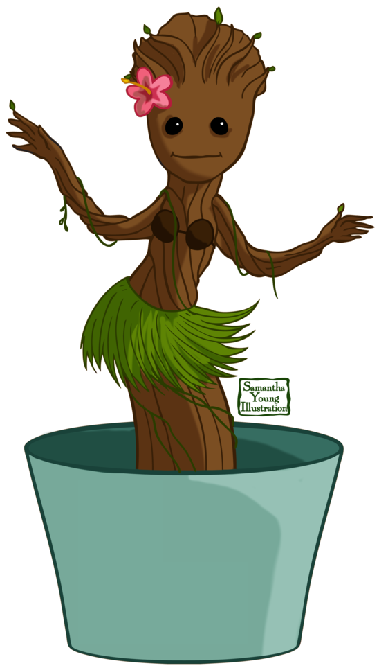 Hula Groot By Samyoungillustration - Groot (800x1000)