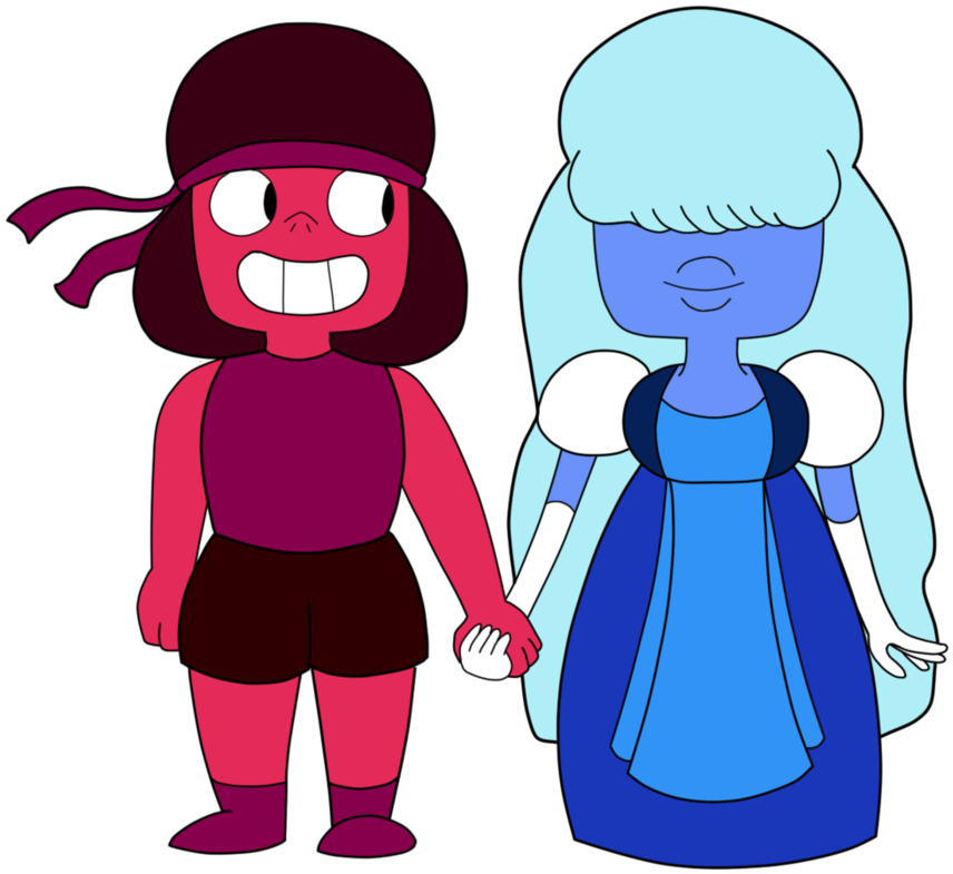 Ruby And Sapphire By Co-phantom - Cartoon (894x894)