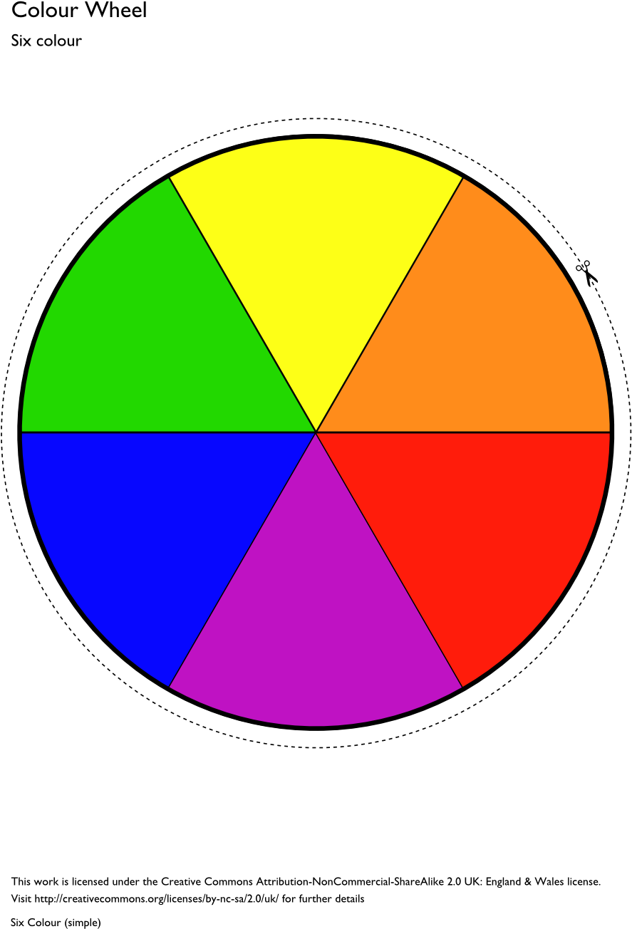 Simple Color Wheel - Six Color Color Wheel (1000x1414)
